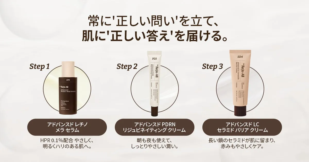 セラムからクリームまで、肌悩みに合わせて選べる3つのスキンケアステップ