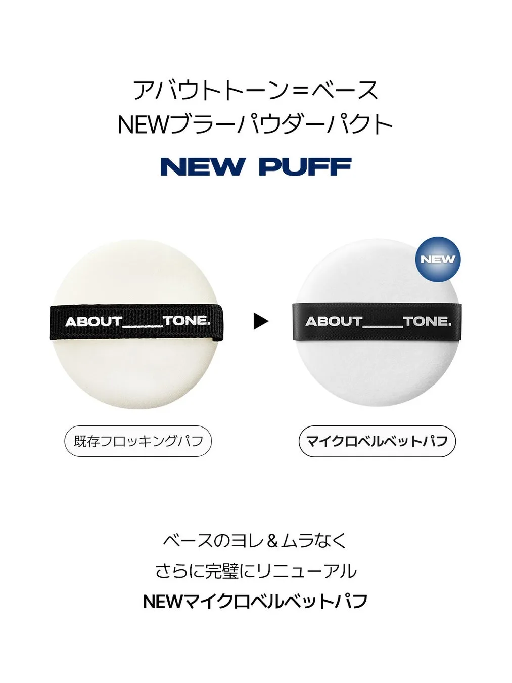 既存パフと新開発マイクロベルベットパフの比較画像