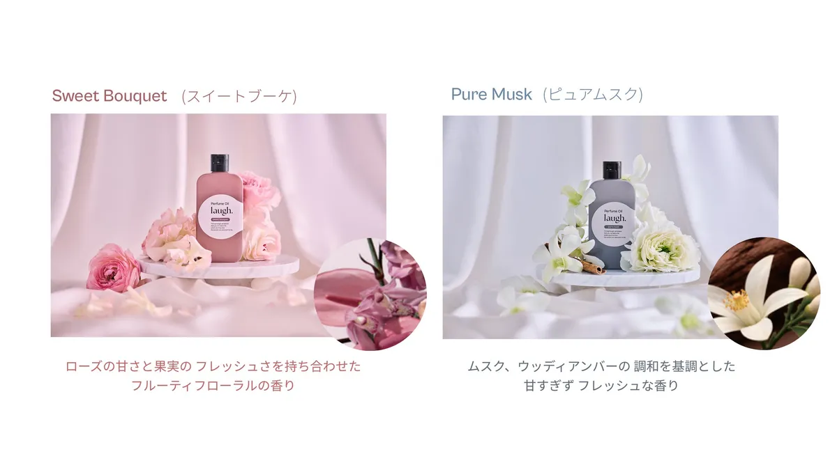 スイートブーケとピュアムスクの2種類の香り紹介