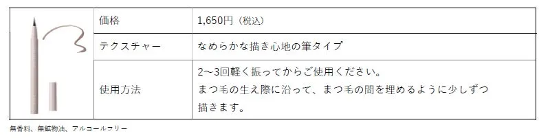 リキッドアイライナー（薄花影）の本体と描線イメージ