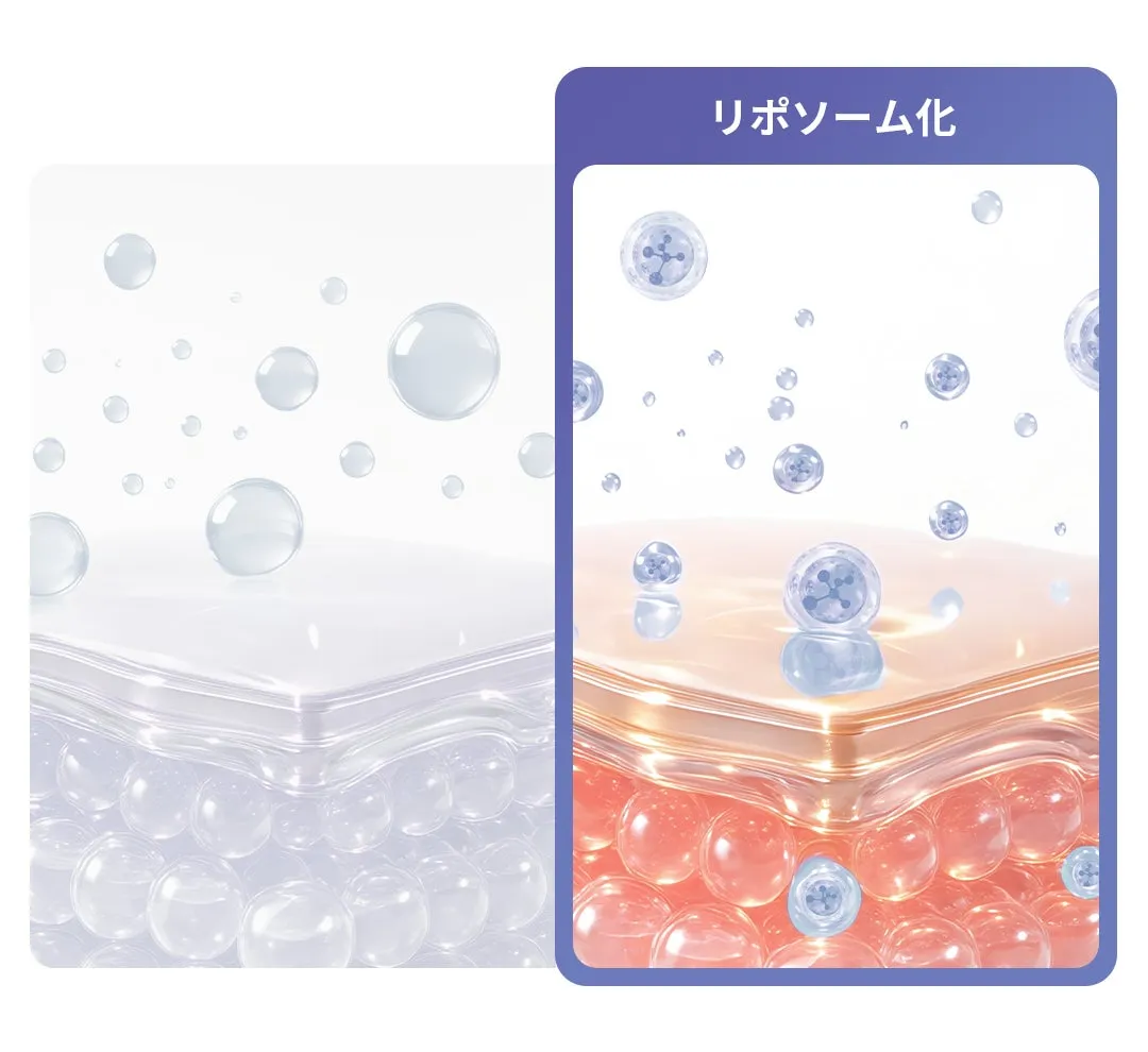 成分を効率よく届けるリポソーム技術のイメージ図