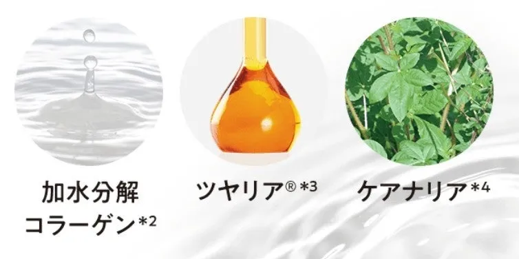 加水分解コラーゲン、ツヤリア、ケアナリアの3つの美肌成分のイメージ
