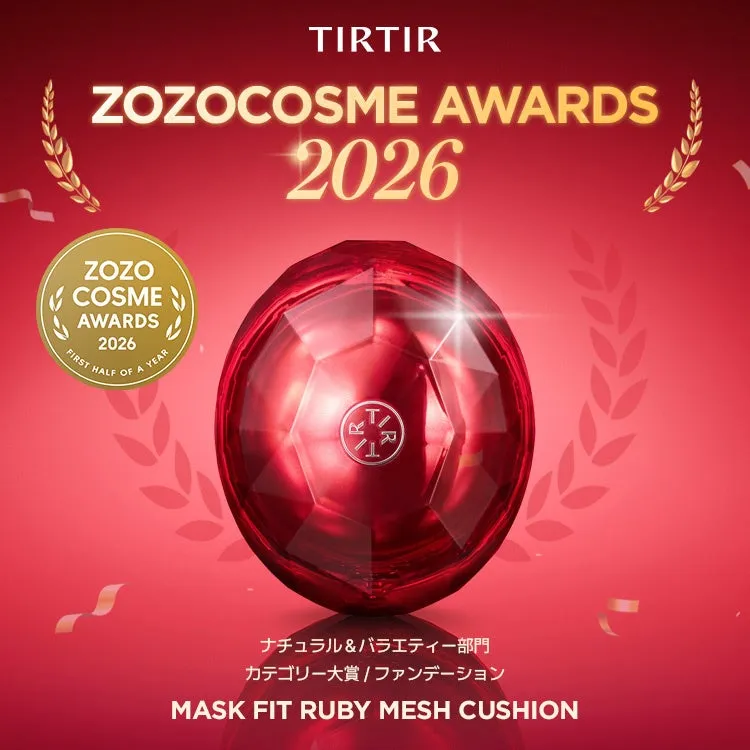 ZOZOCOSME AWARDS 2026 上半期で大賞を受賞したTIRTIRのルビーメッシュクッション。赤い宝石のようなパッケージが特徴的です。
