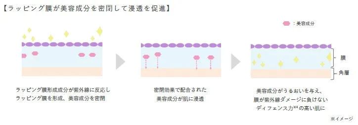 美容成分を閉じ込めて角層まで浸透を促すラッピング膜の仕組み