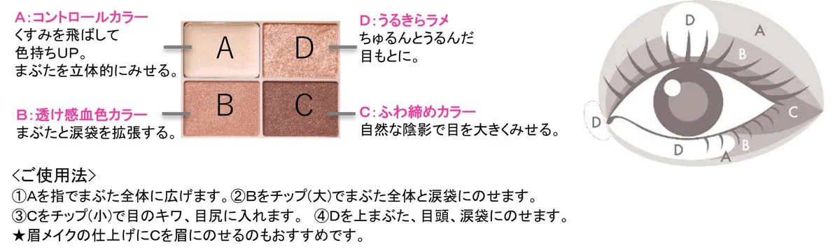 ズームアイポーションの4色の役割と塗り方のステップ解説