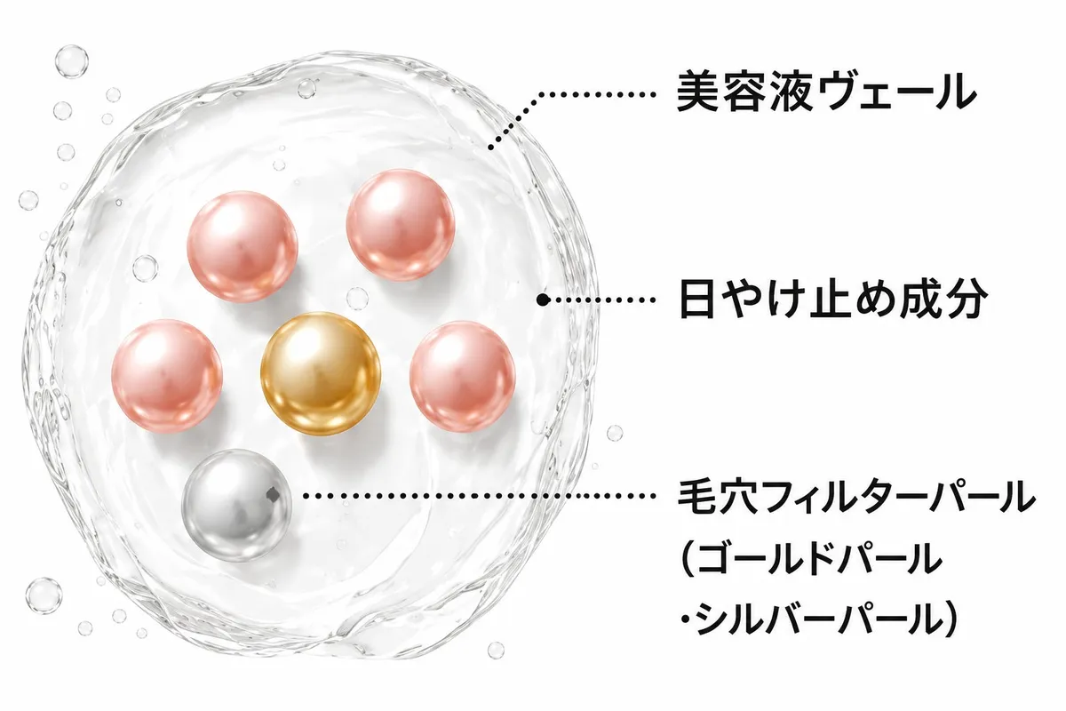美容液ヴェールとパールの構造図