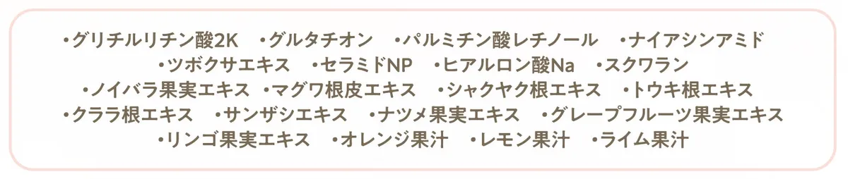 20種類の美容保湿成分リスト