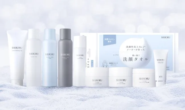 SHIRORUの人気スキンケアアイテムが並ぶラインナップ