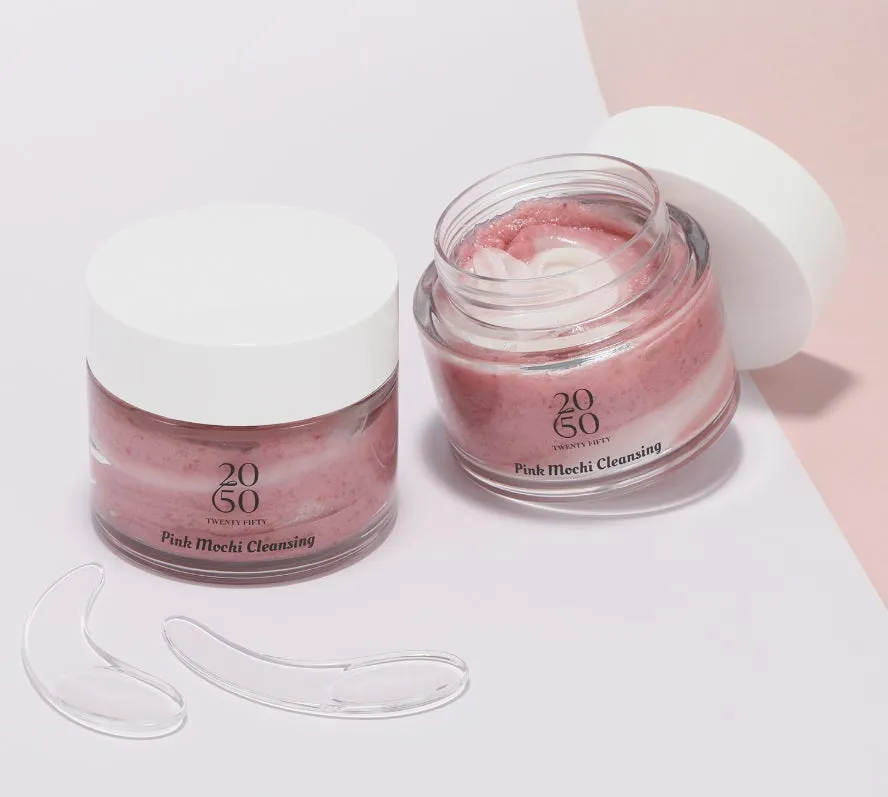 ホワイトのキャップにクリアな容器がスタイリッシュなPink Mochi Cleansingのパッケージ