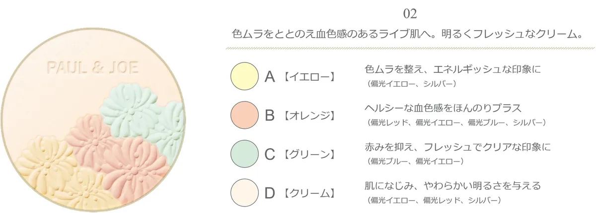 02番：色ムラを整えるフレッシュなクリーム